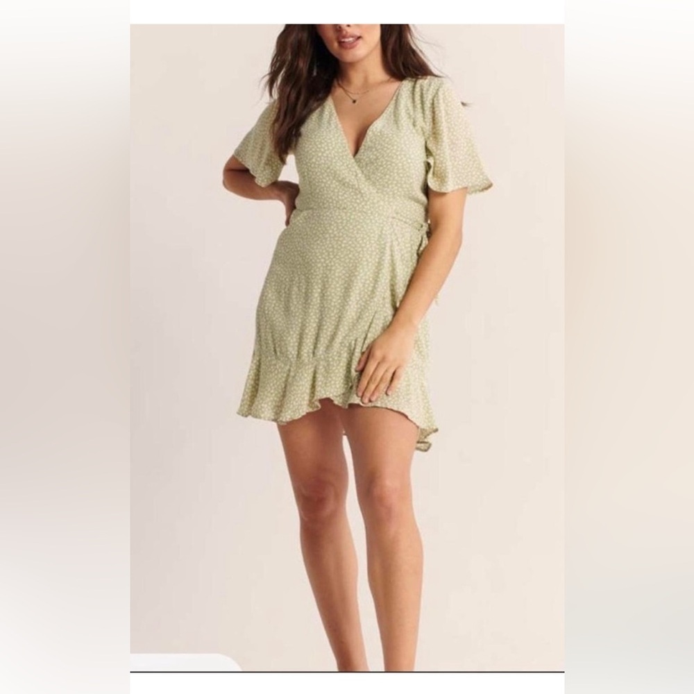 Abercrombie & Fitch Light Green Mini Wrap Dress - Picture 2 of 6